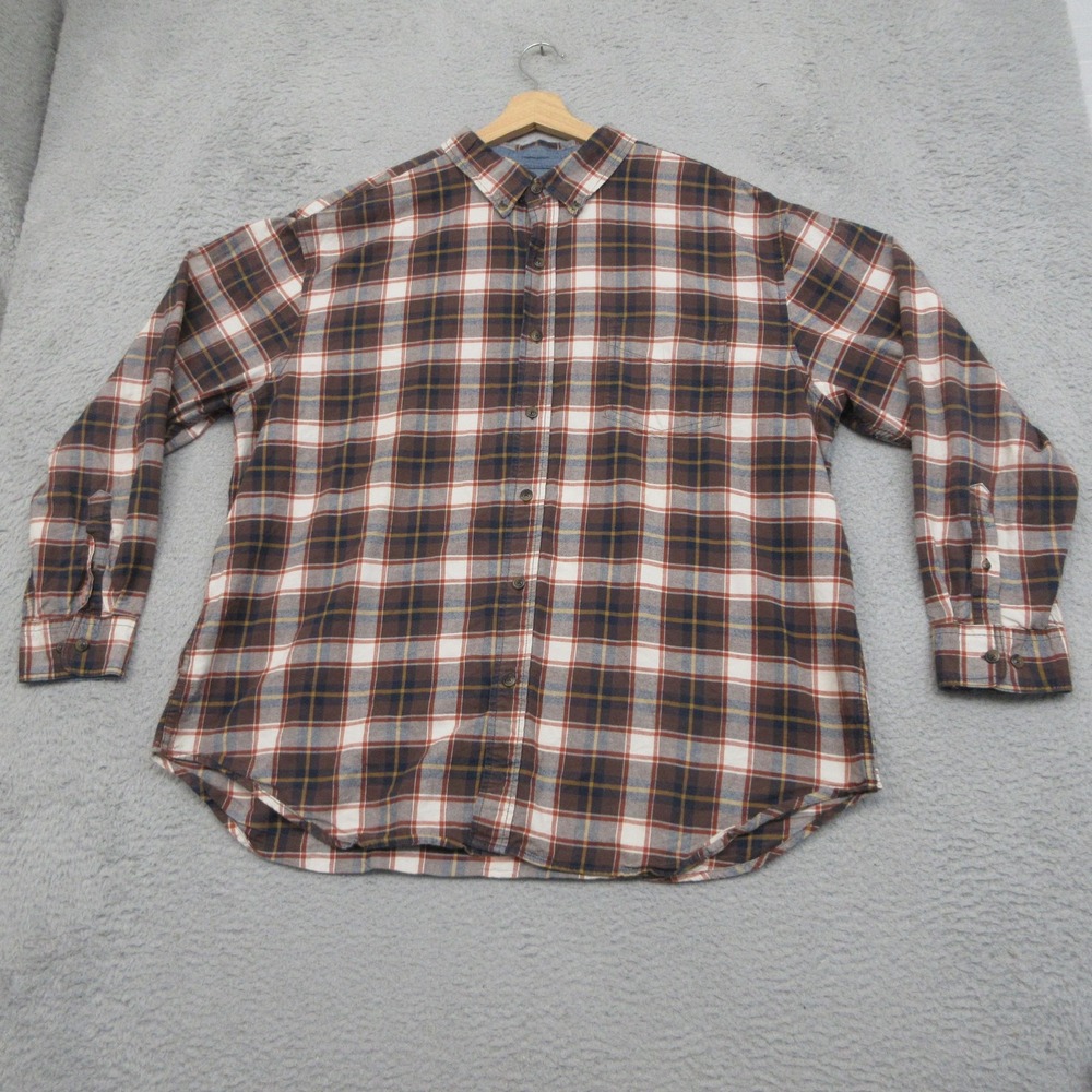 CE Schmidt Workwear Flannel Shirt Mens 2XL Brown Plaid Button Front Outdoor